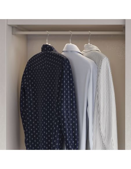 Emuca Lotto di 2 barre appendiabiti per armadio Luxe lunghi 0,75 m con reggitubi, Alluminio e Tecnoplastica, Verniciato Grigio