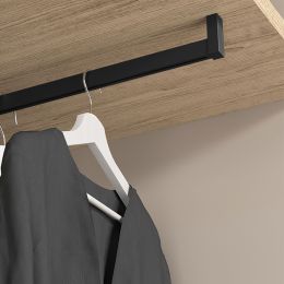 Emuca Lotto di 2 barre appendiabiti per armadio Luxe lunghi 0,75 m con reggitubi, Alluminio e Tecnoplastica, Verniciato nero 2