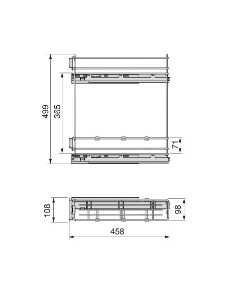 Emuca SupraMax Portabottiglie laterale estraibile SupraMax con chiusura soft, modulo 150 mm, Acciaio, Cromato