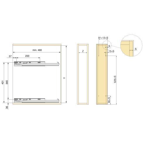 Emuca SupraMax Portabottiglie laterale estraibile SupraMax con chiusura soft, modulo 150 mm, Acciaio, Cromato