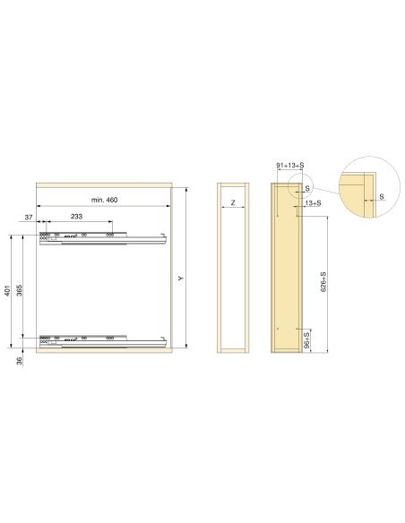 Emuca SupraMax Portabottiglie laterale estraibile SupraMax con chiusura soft, modulo 150 mm, Acciaio, Cromato