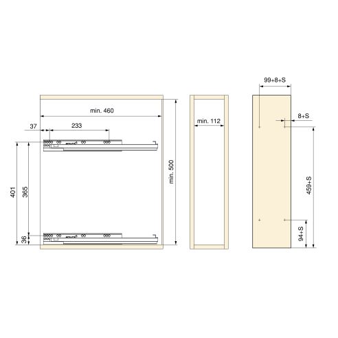 Emuca TitaneMax portabottiglie laterale estraibile con chiusura soft, modulo 150 mm, Acciaio, Grigio antracite