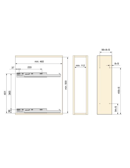 Emuca TitaneMax portabottiglie laterale estraibile con chiusura soft, modulo 150 mm, Acciaio, Grigio antracite