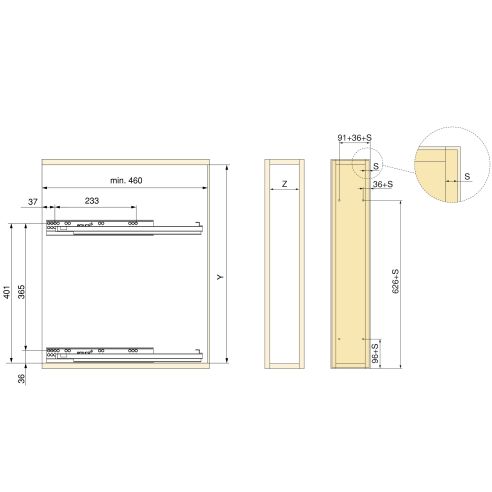 Emuca SupraMax portabottiglie laterale estraibile SupraMax con chiusura soft, modulo 200 mm, Acciaio, Cromato lucido