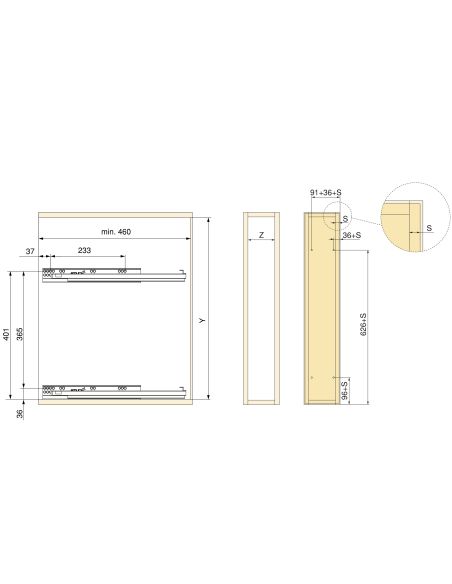Emuca SupraMax portabottiglie laterale estraibile SupraMax con chiusura soft, modulo 200 mm, Acciaio, Cromato lucido