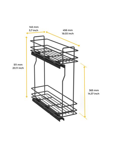 Emuca Portabottiglie laterale estraibile TitaneMax con chiusura soft, modulo 200 mm, Acciaio, Grigio antracite
