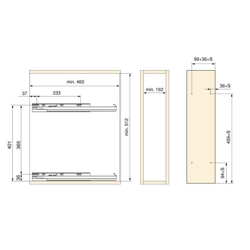 Emuca Portabottiglie laterale estraibile TitaneMax con chiusura soft, modulo 200 mm, Acciaio, Grigio antracite