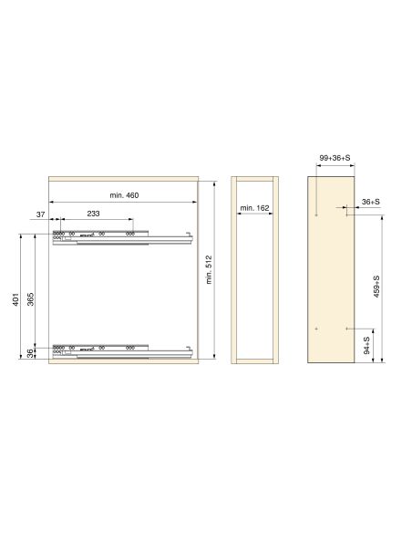 Emuca Portabottiglie laterale estraibile TitaneMax con chiusura soft, modulo 200 mm, Acciaio, Grigio antracite
