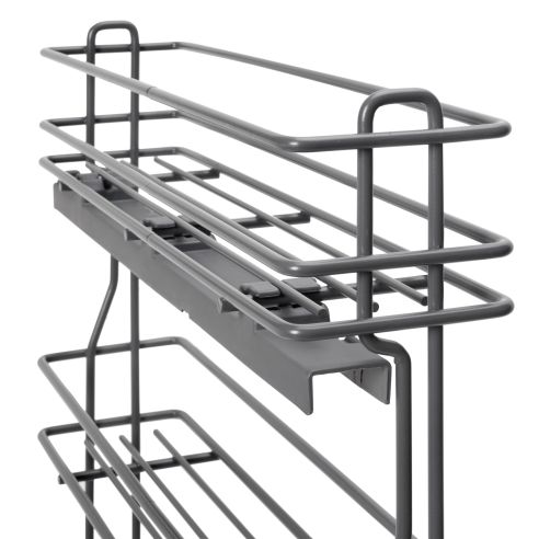 Emuca Portabottiglie estraibile TitaneMax con chiusura soft, lato sinistro, 3 vassoi, unità 150 mm, Acciaio, Grigio Antracite