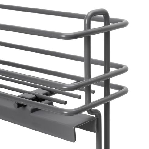 Emuca Portabottiglie estraibile TitaneMax con chiusura soft, lato sinistro, 3 vassoi, unità 150 mm, Acciaio, Grigio Antracite