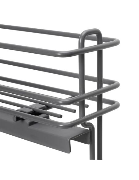 Emuca Portabottiglie estraibile TitaneMax con chiusura soft, lato sinistro, 3 vassoi, unità 150 mm, Acciaio, Grigio Antracite