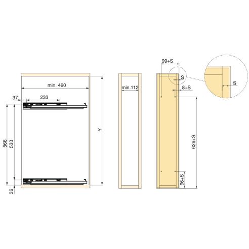 Emuca Portabottiglie estraibile TitaneMax con chiusura soft, lato sinistro, 3 vassoi, unità 150 mm, Acciaio, Grigio Antracite