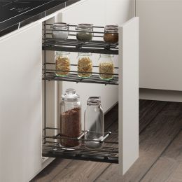 Emuca Portabottiglie estraibile TitaneMax con chiusura soft, lato sinistro, 3 vassoi, unità 200mm, Acciaio, Grigio Antracite 2