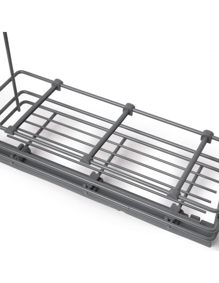 Emuca Portabottiglie estraibile TitaneMax con chiusura soft, lato sinistro, 3 vassoi, unità 200mm, Acciaio, Grigio Antracite