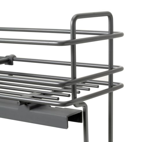 Emuca Portabottiglie estraibile TitaneMax con chiusura soft, lato sinistro, 3 vassoi, unità 200mm, Acciaio, Grigio Antracite