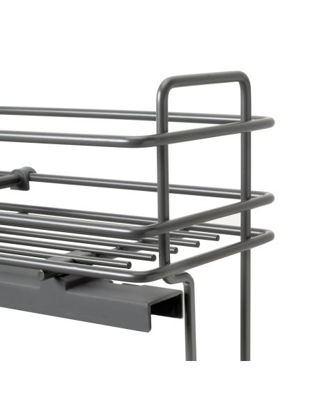 Emuca Portabottiglie estraibile TitaneMax con chiusura soft, lato sinistro, 3 vassoi, unità 200mm, Acciaio, Grigio Antracite