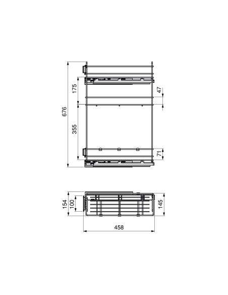 Emuca Portabottiglie estraibile TitaneMax con chiusura soft, lato sinistro, 3 vassoi, unità 200mm, Acciaio, Grigio Antracite