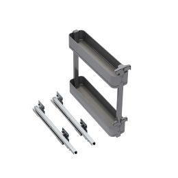 Emuca Portabottiglie laterale estraibile Harmony con chiusura soft, Modulo larghezza 150mm altezza 700mm, Grigio Antracite