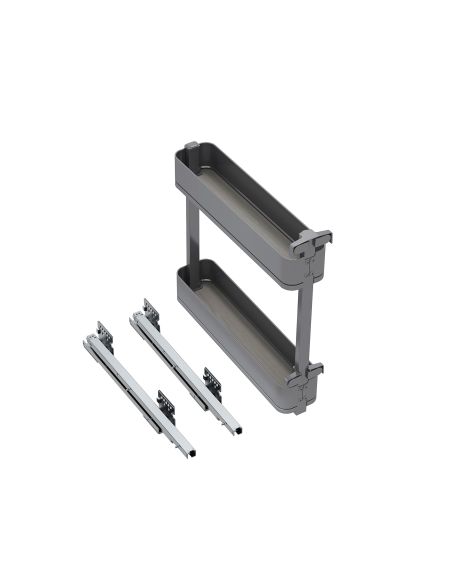 Emuca Portabottiglie laterale estraibile Harmony con chiusura soft, Modulo larghezza 150mm altezza 700mm, Grigio Antracite