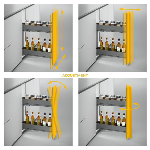 Emuca Portabottiglie laterale estraibile Harmony con chiusura soft, Modulo larghezza 150mm altezza 700mm, Grigio Antracite