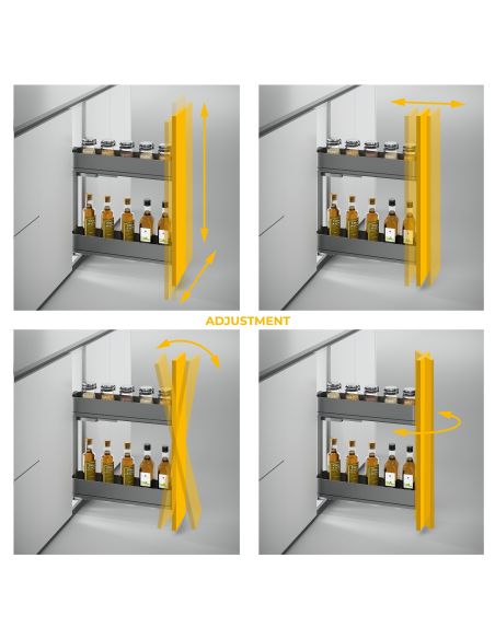 Emuca Portabottiglie laterale estraibile Harmony con chiusura soft, Modulo larghezza 150mm altezza 700mm, Grigio Antracite