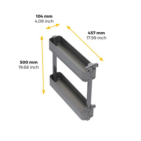 Emuca Portabottiglie laterale estraibile Harmony con chiusura soft, Modulo larghezza 150mm altezza 700mm, Grigio Antracite