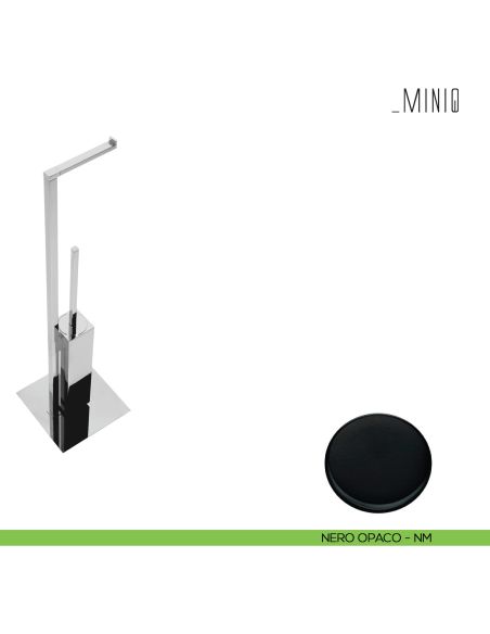 Piantana con porta rotolo e porta scopino Colombo Design serie MiniQ neromat
