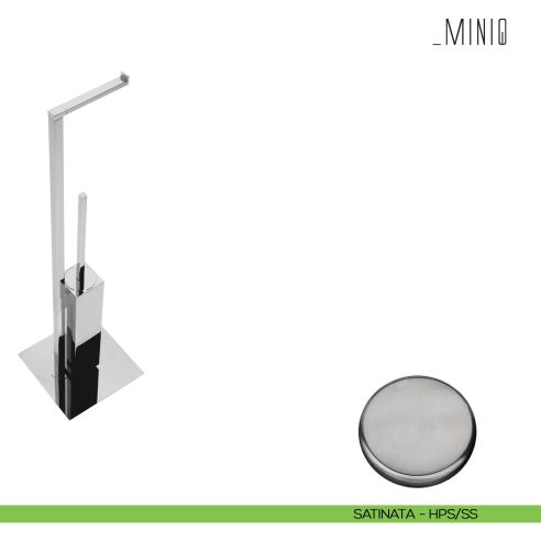 Piantana con porta rotolo e porta scopino Colombo Design serie MiniQ Zirconium stainless-steel HPS/SS
