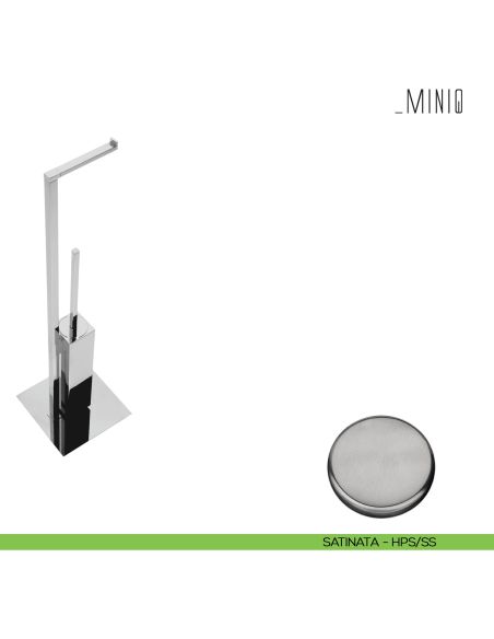 Piantana con porta rotolo e porta scopino Colombo Design serie MiniQ Zirconium stainless-steel HPS/SS
