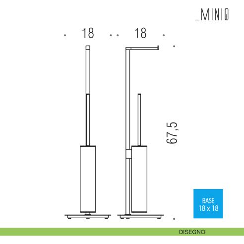 Piantana con porta rotolo e porta scopino Colombo Design serie MiniQ disegno