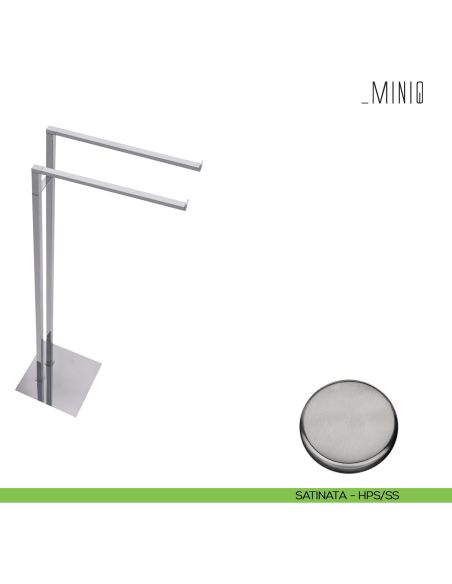 Piantana con due porta salvietta Colombo Design serie MiniQ Zirconium stainless-steel HPS/SS