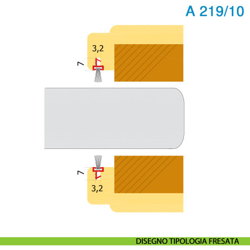 Guarnizione con spazzolino per porta scorrevole in legno altezza 10 mm nero Roverplastik A 219 - disegno tipologia fresata
