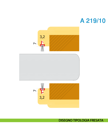Guarnizione con spazzolino per porta scorrevole in legno altezza 10 mm nero Roverplastik A 219 - disegno tipologia fresata