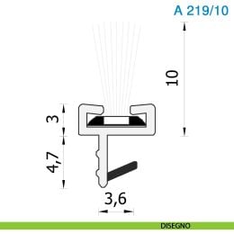 Spazzolino parapolvere per porta scorrevole in legno altezza 10 mm bianco Roverplastik A 219 2