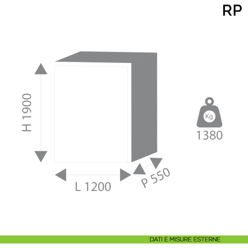 Cassaforte professionale a mobile Bordogna RP 70 Z - dimensioni esterne