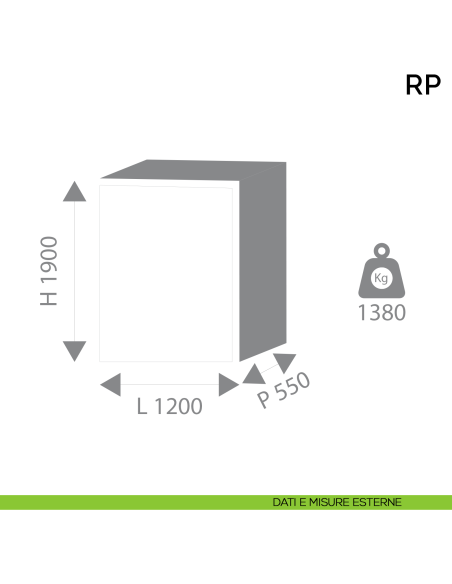 Cassaforte professionale a mobile Bordogna RP 70 Z - dimensioni esterne