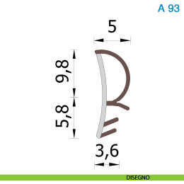 Guarnizione per porta in legno Roverplastik A 93 K marrone battuta 10 mm scatola 440 metri 2