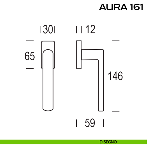 Maniglia per finestra martellina DK Aura 161 Reguitti disegno