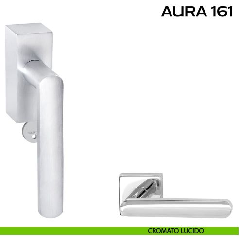 Maniglia per finestra DK con chiave e rosetta Aura 161 Reguitti Cromato lucido