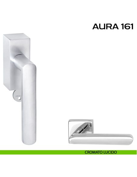 Maniglia per finestra DK con chiave e rosetta Aura 161 Reguitti Cromato lucido