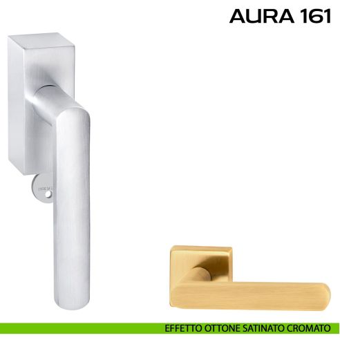 Maniglia per finestra DK con chiave e rosetta Aura 161 Reguitti Effetto ottone satinato opaco
