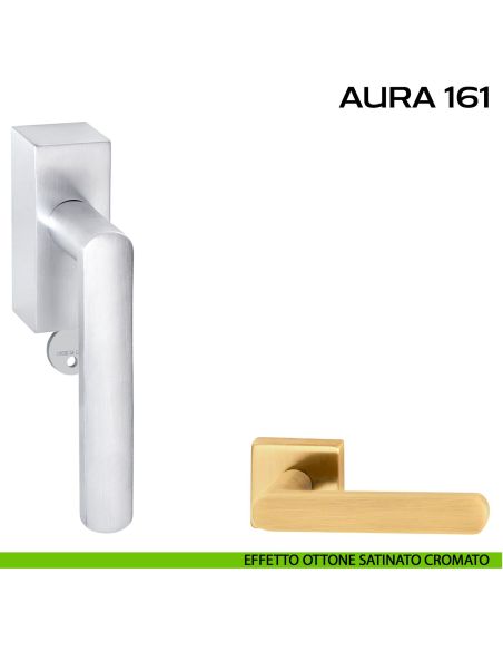 Maniglia per finestra DK con chiave e rosetta Aura 161 Reguitti Effetto ottone satinato opaco