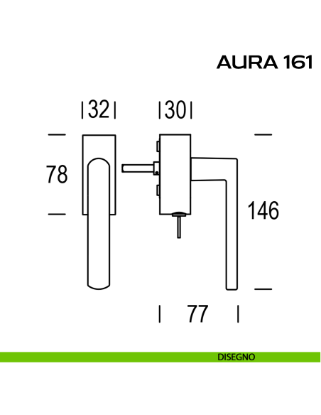 Maniglia per finestra DK con chiave e rosetta Aura 161 Reguitti disegno