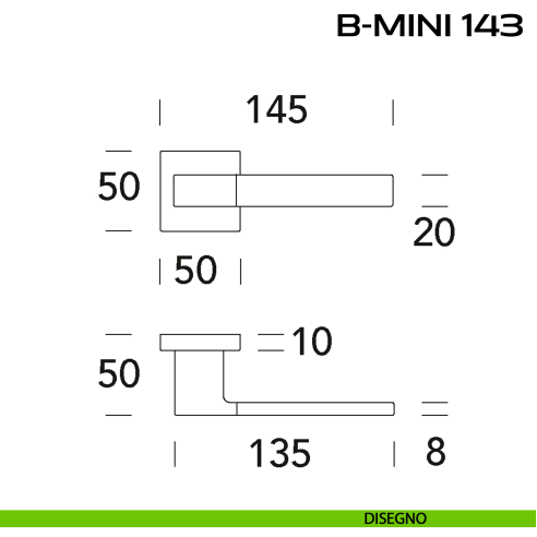 Maniglia per porta B-Mini 143 Reguitti disegno