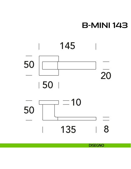 Maniglia per porta B-Mini 143 Reguitti disegno