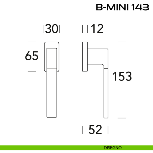 Maniglia per finestra martellina DK B-Mini 143 Reguitti disegno