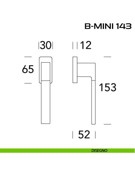 Maniglia per finestra martellina DK B-Mini 143 Reguitti disegno