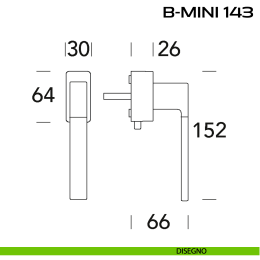 Maniglia per finestra DK con pulsante su placca 143 B-Mini Reguitti 2