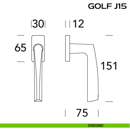 Maniglia per finestra martellina Golf J15 Reguitti disegno