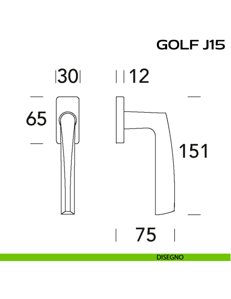 Maniglia per finestra martellina Golf J15 Reguitti disegno